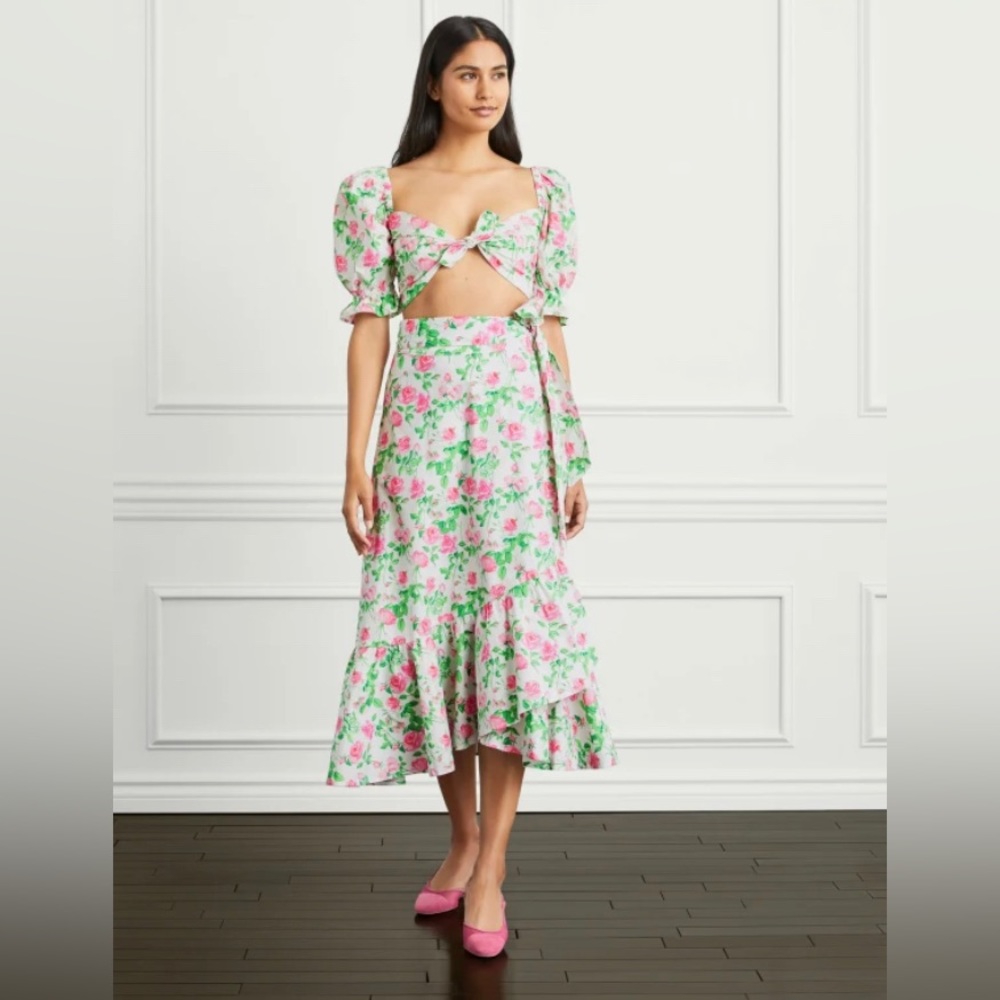 Hill House Isabella Top and Mirabel Skirt in Pink Roses Size XS